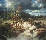marcus larson Waterfall in Smaland china oil painting artist